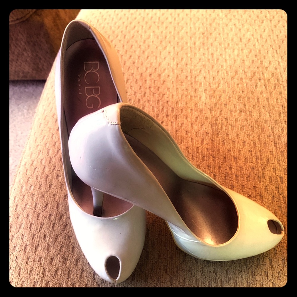 BCBG Nude Peep Toe Pumps